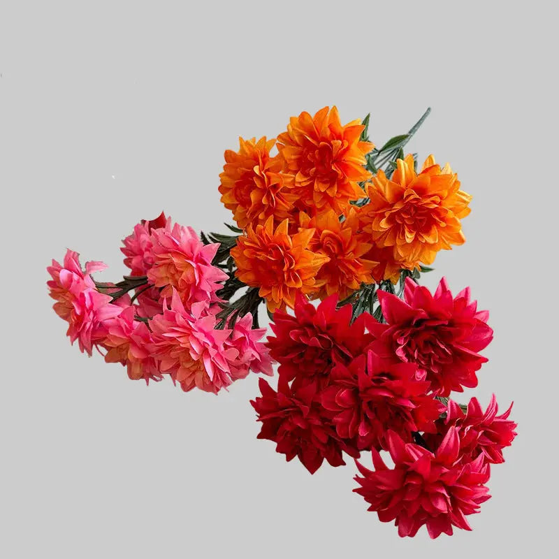 Dahlia-Inspired Silk Bouquet – Mixed Rose and Peony Arrangement for Desktop & Interior Styling