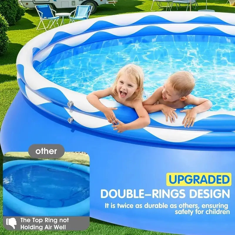 Double-Ring Above-Ground Inflatable Pool – Quick-Setup, Heavy-Duty Outdoor Swimming Pool