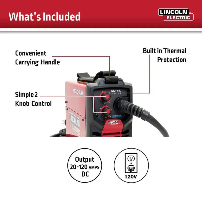 Lincoln Electric Weld-Pak 90i FC Flux-Cored Wire Feed Welder – No-Gas Setup (Model K5255-1)