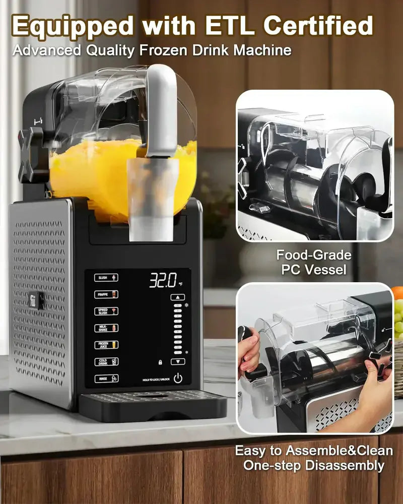Fiii 92-Ounce Slushie Maker – 6 Preset Programs, LED Display & Quiet Home Frozen Drink Preparation