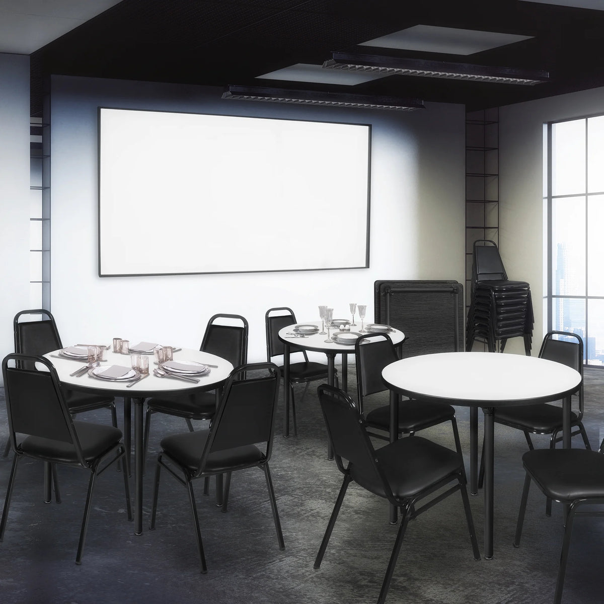 Regency Restaurant Stack Chairs, Black, PK40 8029BK40PK