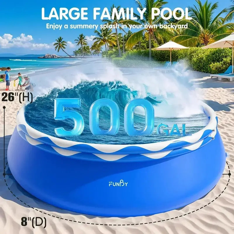 Double-Ring Above-Ground Inflatable Pool – Quick-Setup, Heavy-Duty Outdoor Swimming Pool
