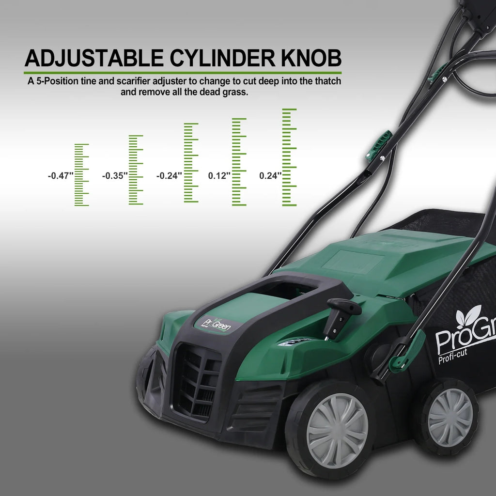16 in Garden Scarifier, Segmart 15amp Electric Powered Walk - Behind Lawn Dethatcher with 58QT Large Collection Bag, 2 - in - 1 Walk - Behind Lawn Scarifier for Healthier, Lush Green Lawn