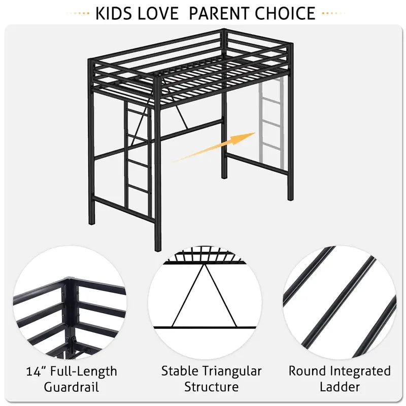 SHA CERLIN Twin Loft Bed – Space-Saving, Heavy-Duty Elevated Frame for Kids' Rooms & Dorms