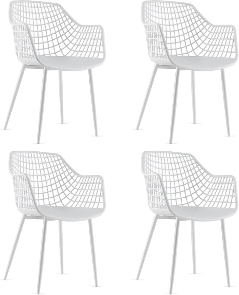 Set of 4 Black Modern Dining Chairs — Powder-Coated Metal Frame, 15-Inch High Back, Anti-Slip Feet, 265-LB Capacity
