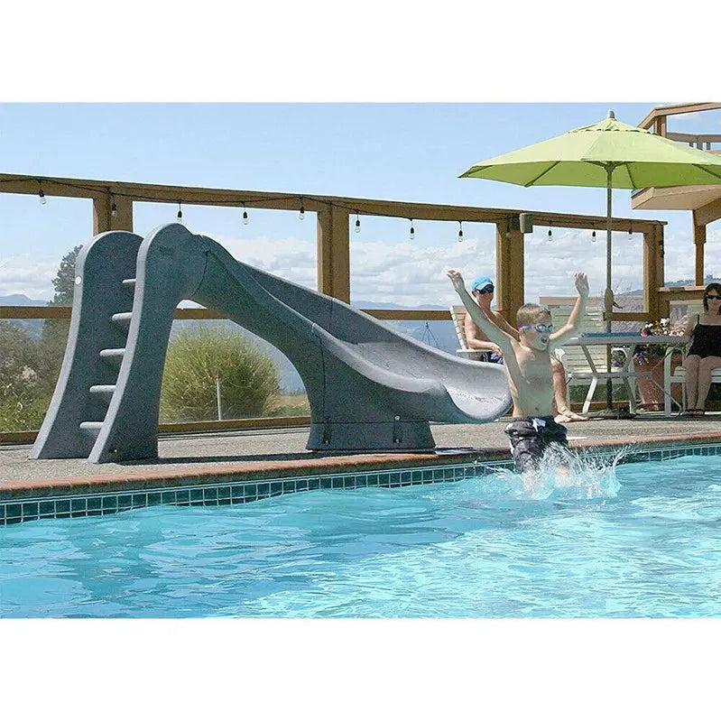 S.R. Smith Cyclone Right-Curve Pool Slide – Gray Granite Finish, Durable Composite Construction