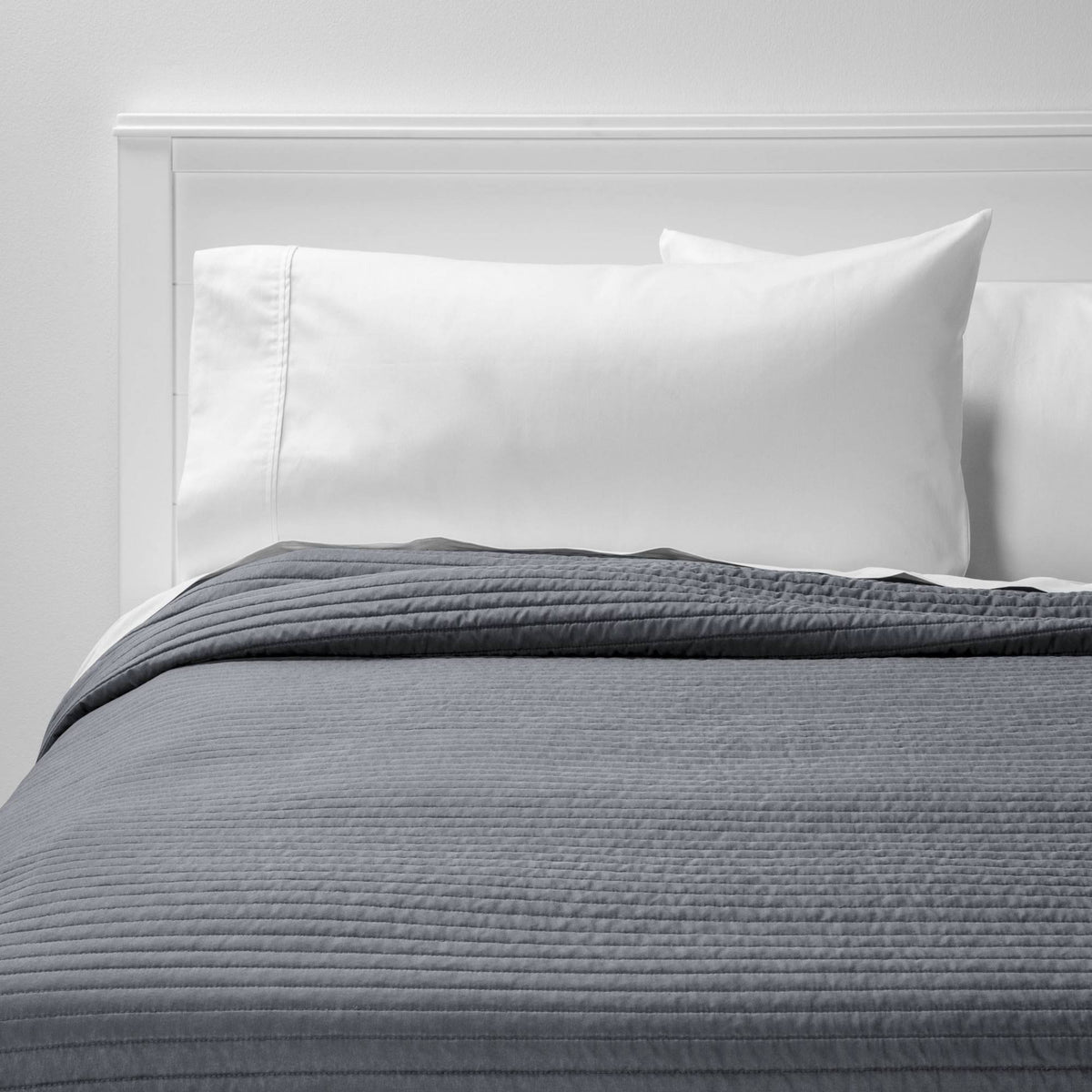 Full/Queen Garment Washed Microfiber Quilt Charcoal - Room Essentials