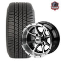 12" Azusa Machined Black Golf Cart Wheels and Tires Combo (205/30 - 12) Set of 4