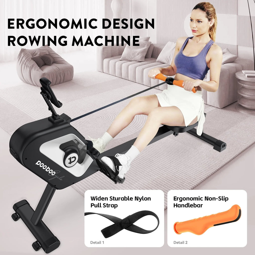 Pooboo Magnetic Rowing Machines Rower Foldable with 8 Level Resistance Indoor Rower Machines with Digital Monitor & Transport Wheels Max Weight up to 350 lb