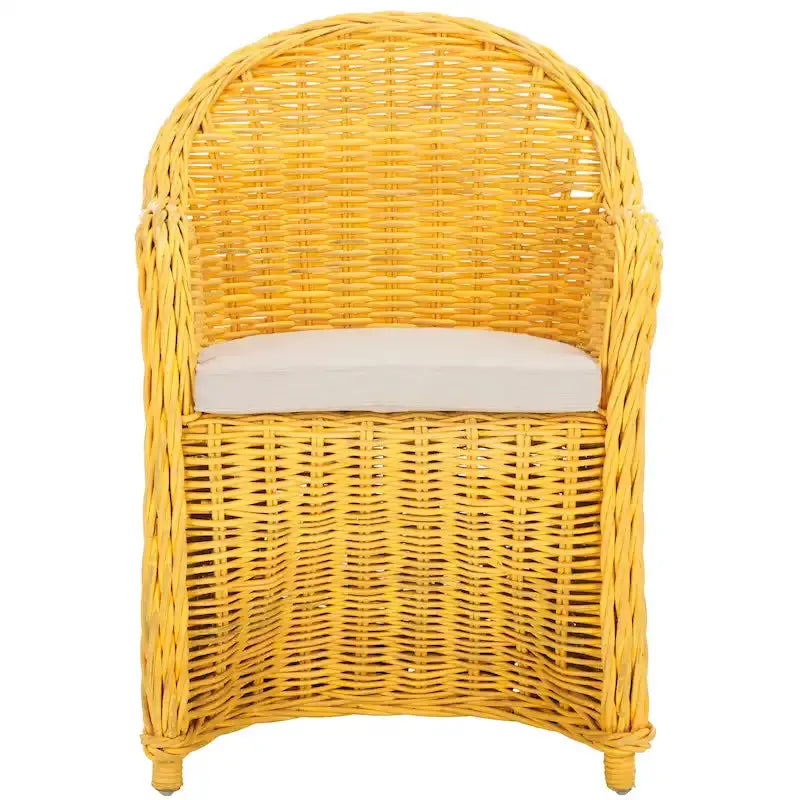 SAFAVIEH Sinja Yellow Rattan Club Chair – Handwoven Boho Accent Seating (24″W x 26″D x 35″H)