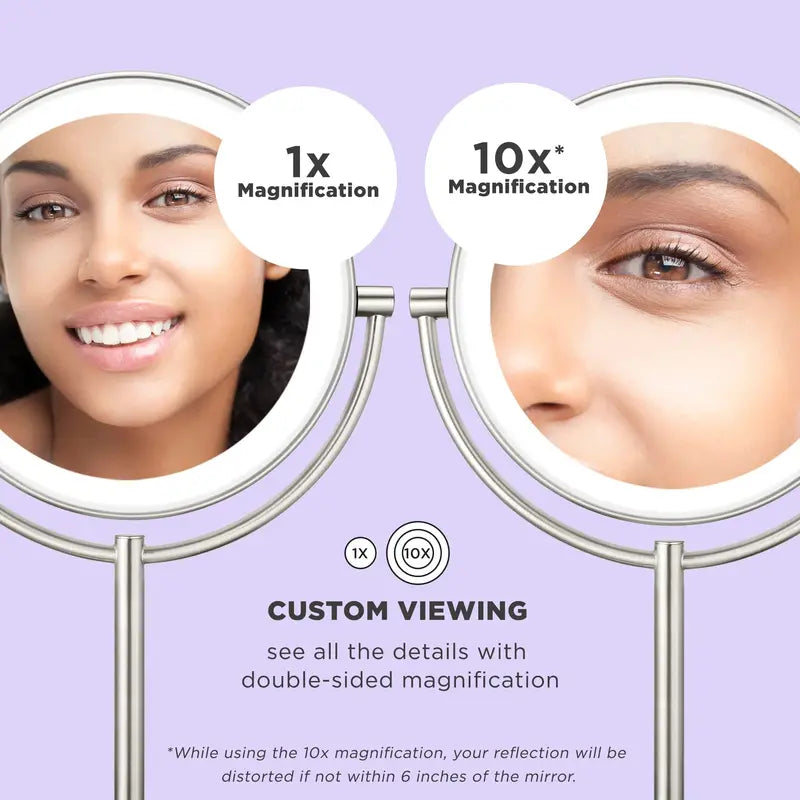 Conair Lighted Vanity Mirror – Dual-Sided (1X & 10X) Magnifying Makeup Mirror