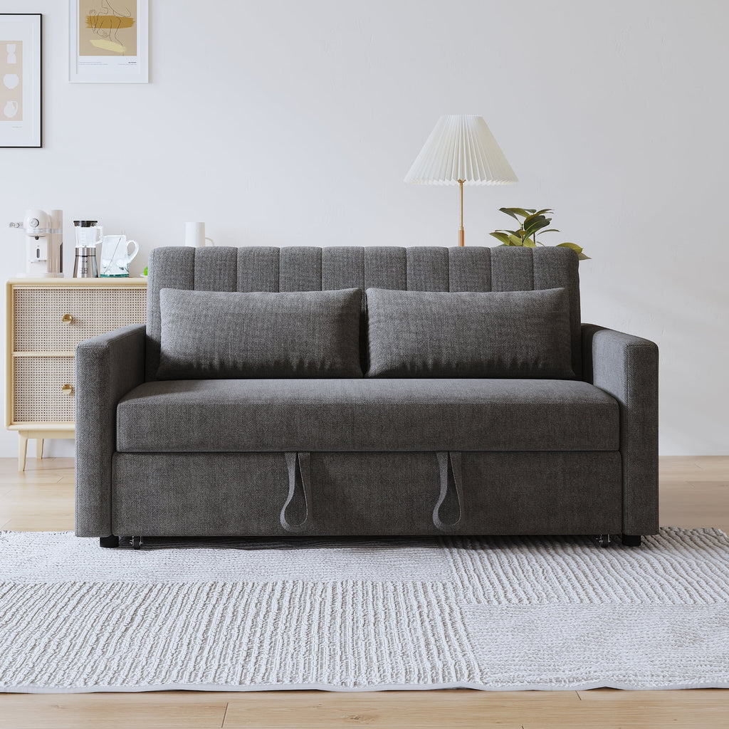 Noodeniya 54" Twins Pull Out Sofa Bed, Modern Convertible Sleeper Couch, Fabric Loveseat for Small Place, Light Gray