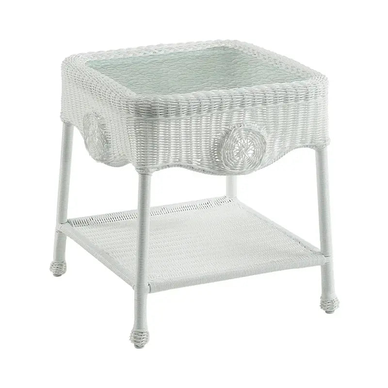 Riviera Resin Wicker Side Table – 18-Inch Lightweight Indoor/Outdoor Accent Piece