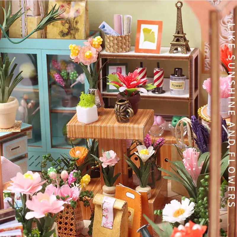 Jenny's Greenhouse DIY Miniature Dollhouse Kit – Wooden Flowerhouse Toy for Kids