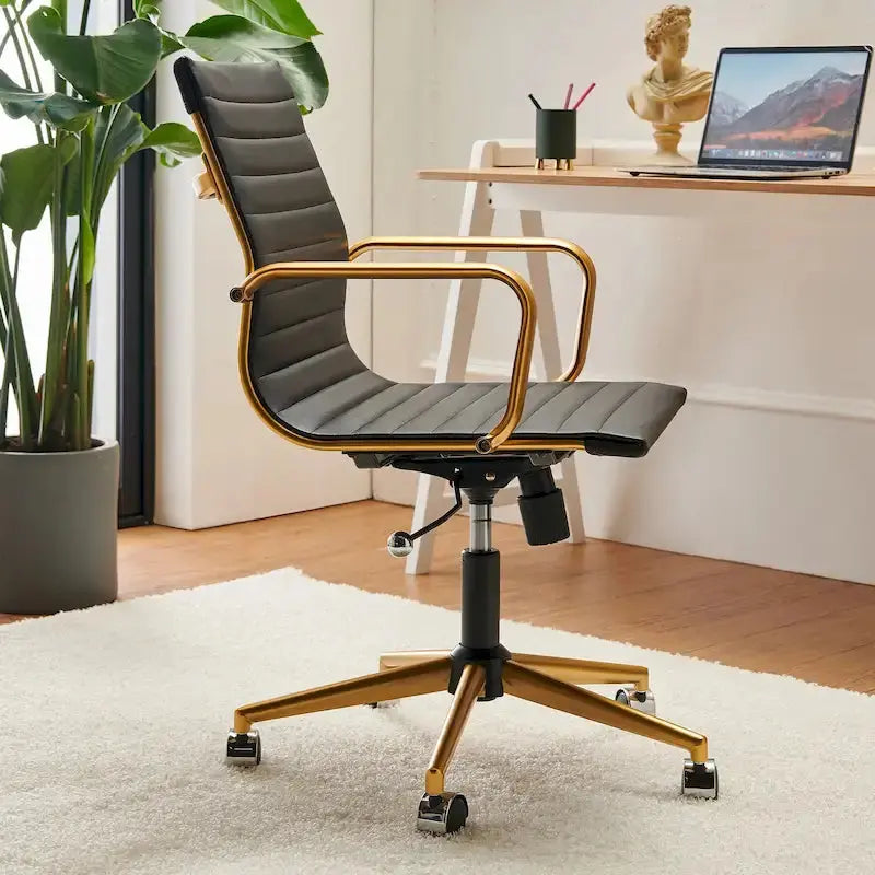 LUXMOD Ribbed Ergonomic Office Chair – Breathable Mesh Back & Adjustable Seat