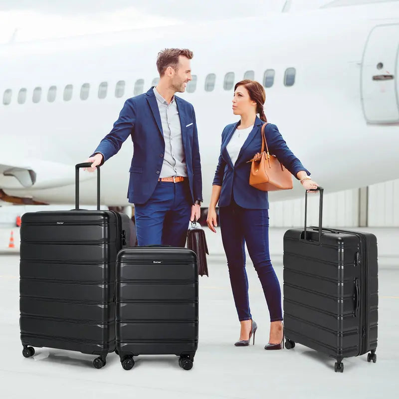 Expandable 3-Piece Spinner Luggage Set for Travel