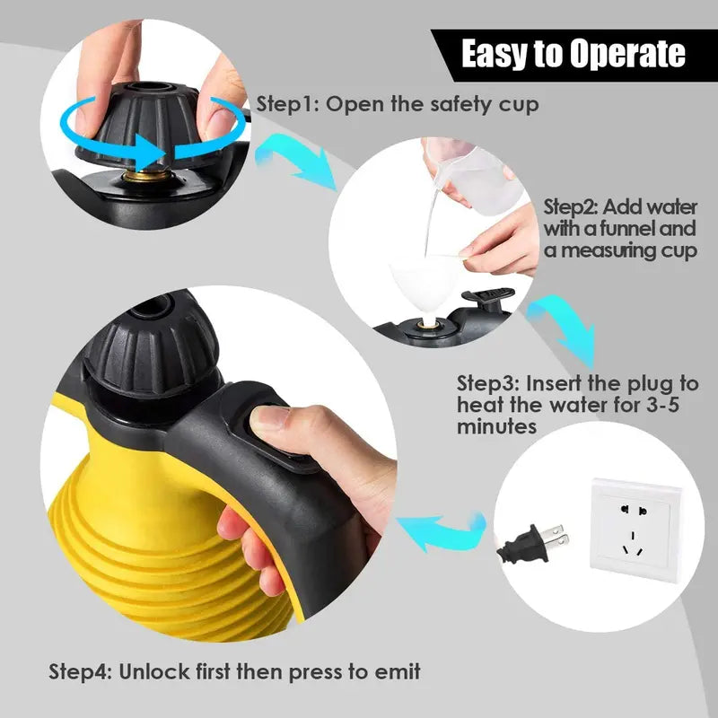 Pressurized Handheld Steam Cleaner for Deep Cleaning & Sanitizing