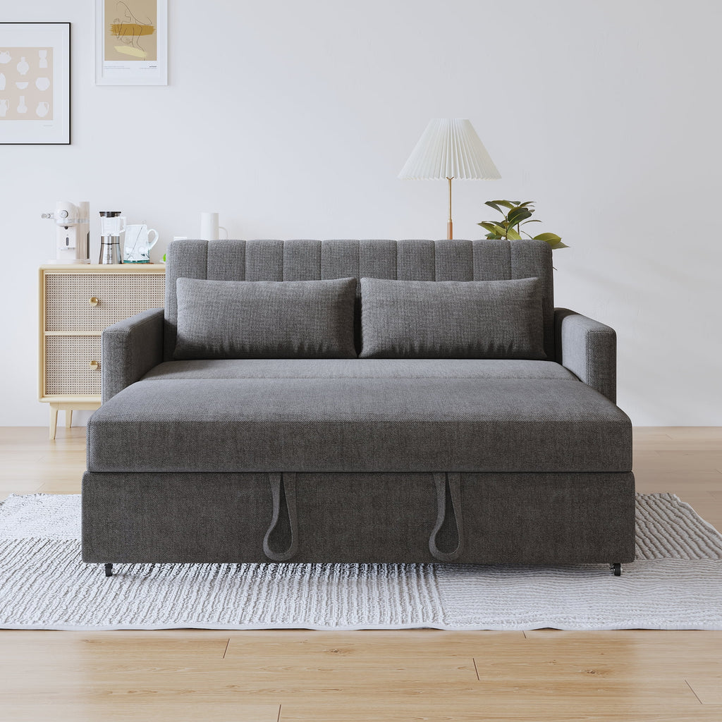 Noodeniya 54" Twins Pull Out Sofa Bed, Modern Convertible Sleeper Couch, Fabric Loveseat for Small Place, Light Gray