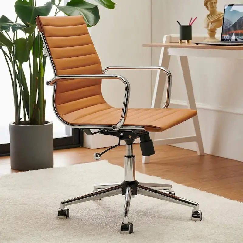 LUXMOD Ribbed Ergonomic Office Chair – Breathable Mesh Back & Adjustable Seat