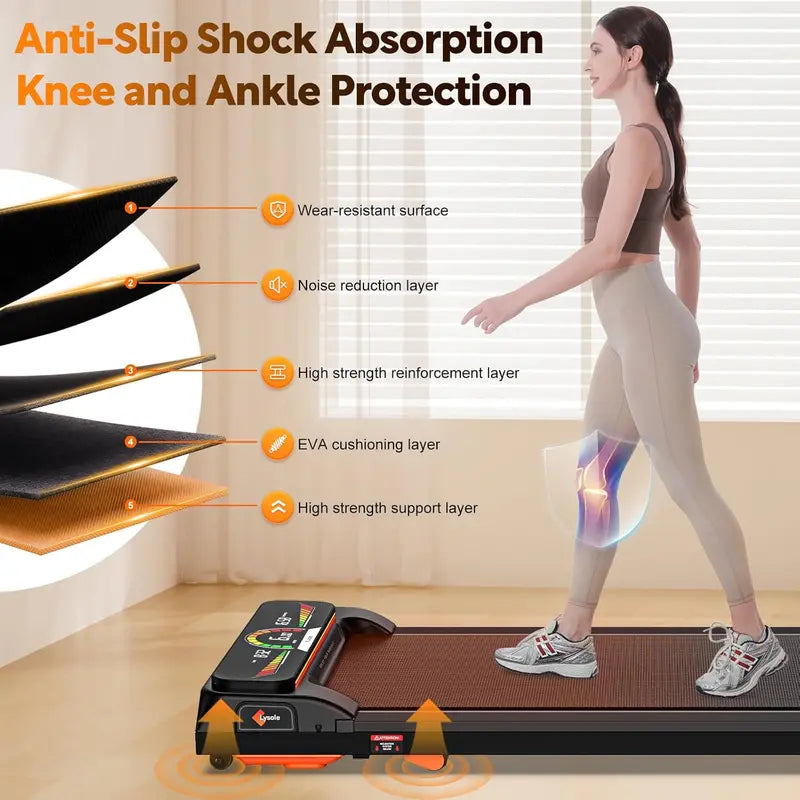 Lysole Walking Pad Treadmill – Compact Under-Desk Exercise Machine with Remote & Large LED Display