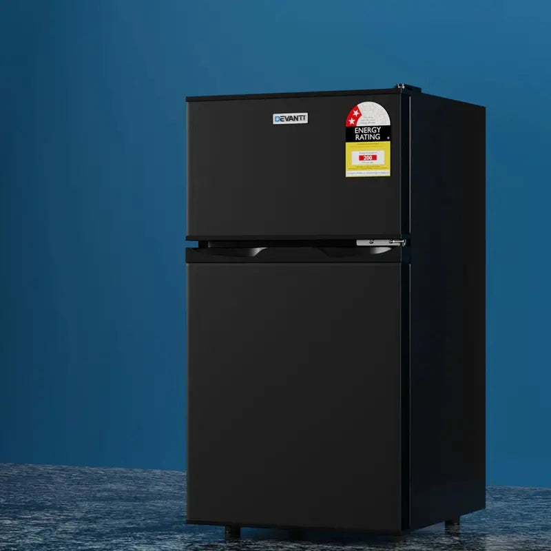 Devanti 80L Bar Fridge – Compact Black Mini Refrigerator & Freezer Combo