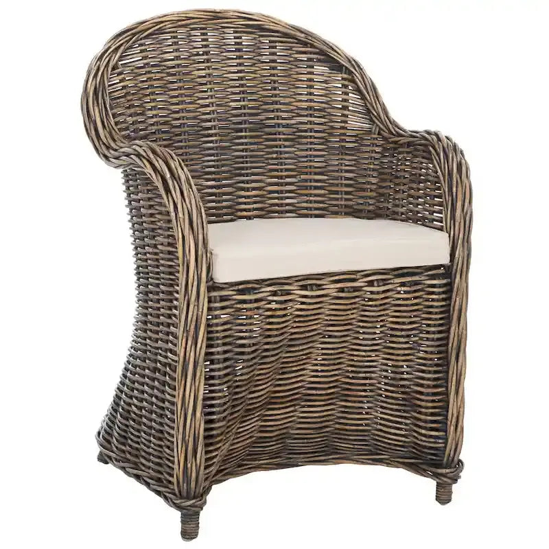 SAFAVIEH Sinja Yellow Rattan Club Chair – Handwoven Boho Accent Seating (24″W x 26″D x 35″H)